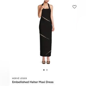 Elegant Black Iconic Herve Leger Maxi Dress